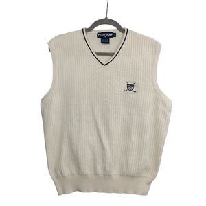 POLO GOLF RALPH LAUREN Men's Ribbed Knit Sweater Vest Large Cream Old Money